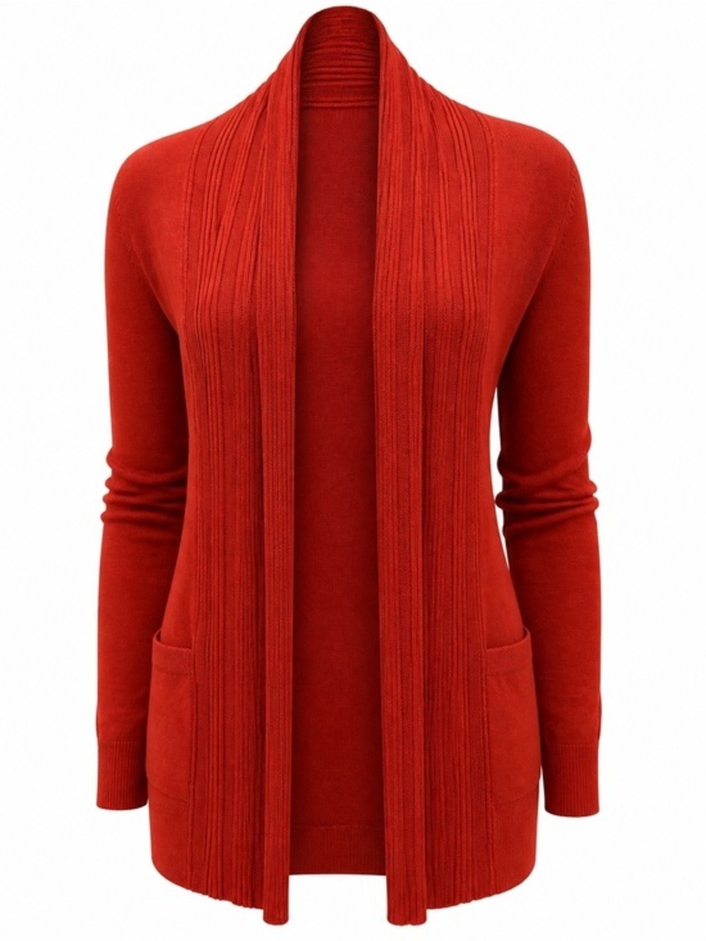 Cielo Open-Front Red Draped Cardigan